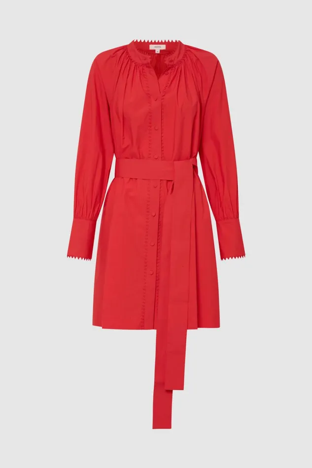 Oroton Lace Detail Smock Dress Poppy Women Dresses