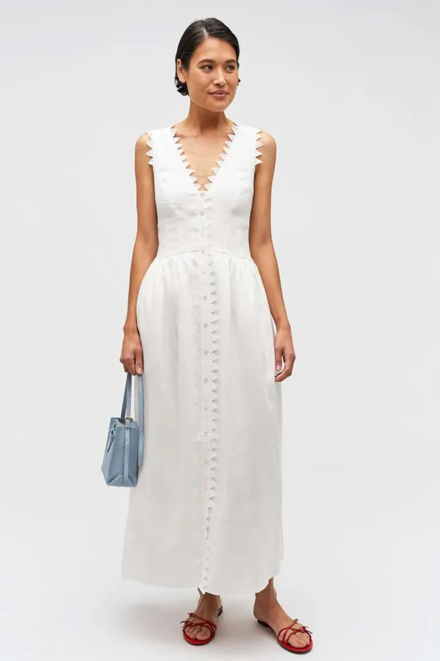 Oroton Lace Trim Apron Dress White Women Dresses Oroton Lace Trim Apron Dress White Women Dresses