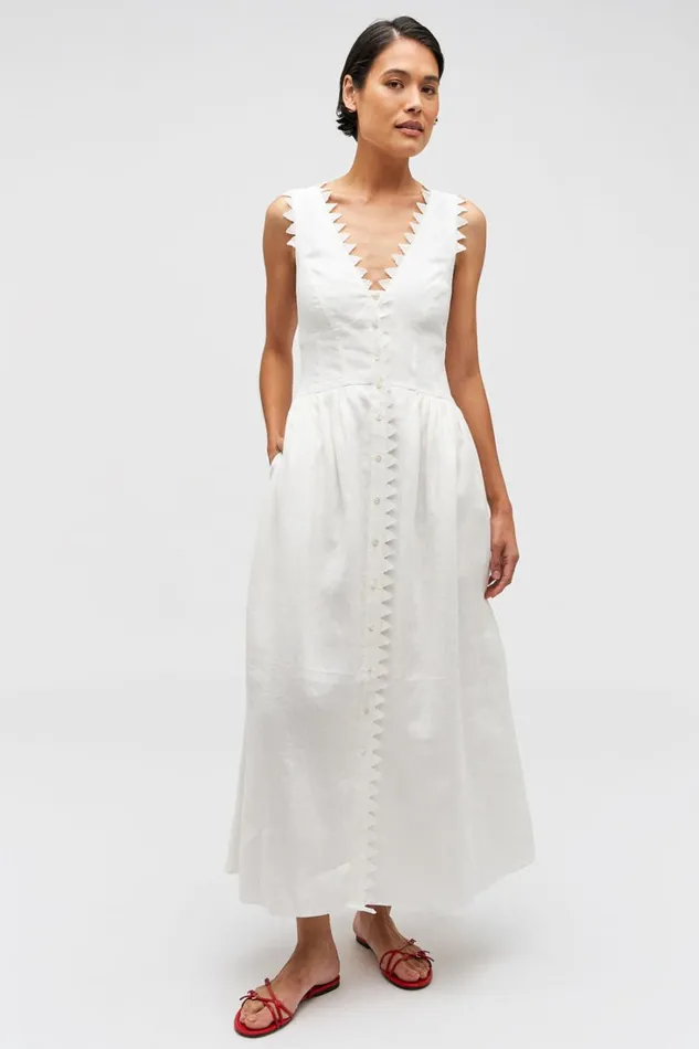Oroton Lace Trim Apron Dress White Women Dresses Oroton Lace Trim Apron Dress White Women Dresses