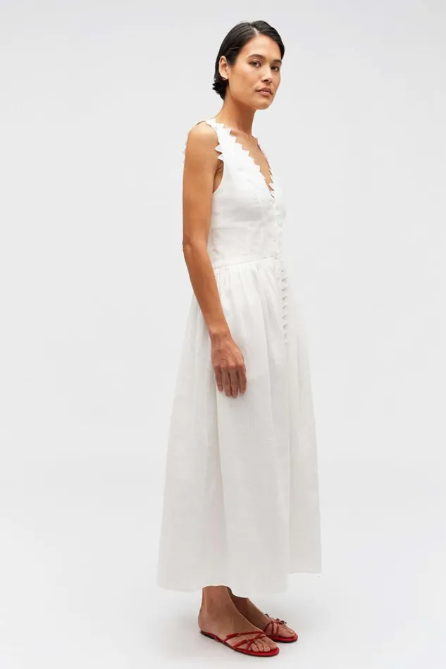 Oroton Lace Trim Apron Dress White Women Dresses Oroton Lace Trim Apron Dress White Women Dresses