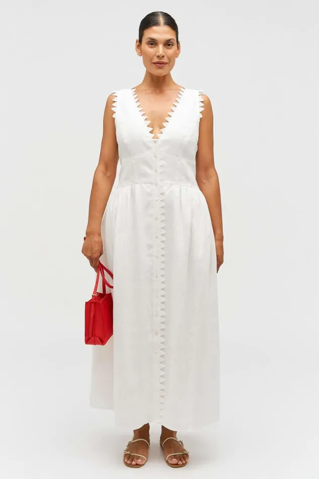 Oroton Lace Trim Apron Dress White Women Dresses Oroton Lace Trim Apron Dress White Women Dresses