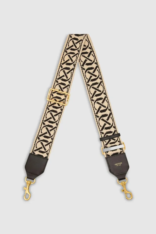 Oroton Logo Bag Strap Blacknatural Women Bag Straps