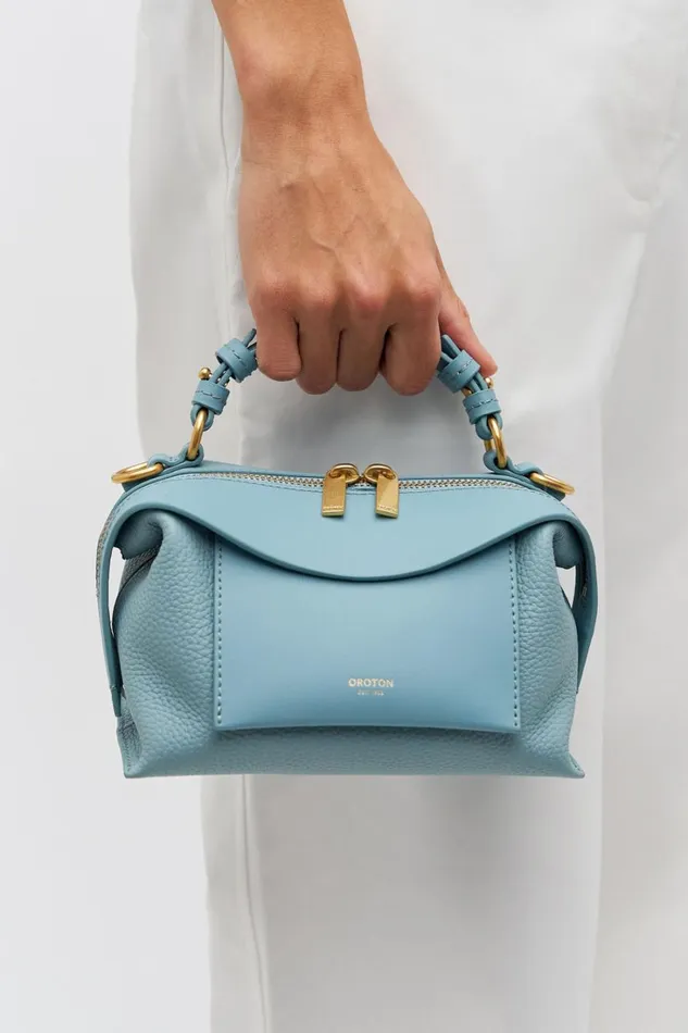 Oroton Mica Mini Bowler Steel Blue Women Mini Bags Oroton Mica Mini Bowler Steel Blue Women Mini Bags