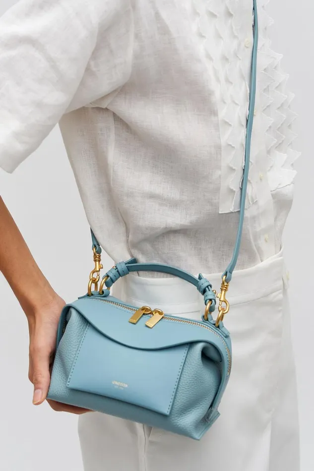 Oroton Mica Mini Bowler Steel Blue Women Mini Bags Oroton Mica Mini Bowler Steel Blue Women Mini Bags