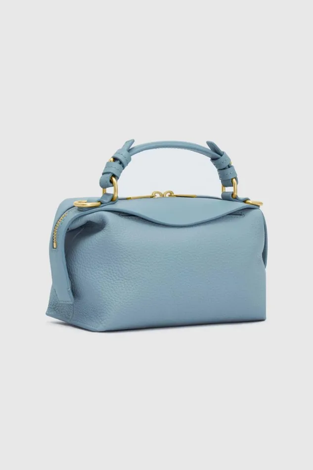 Oroton Mica Mini Bowler Steel Blue Women Mini Bags Oroton Mica Mini Bowler Steel Blue Women Mini Bags