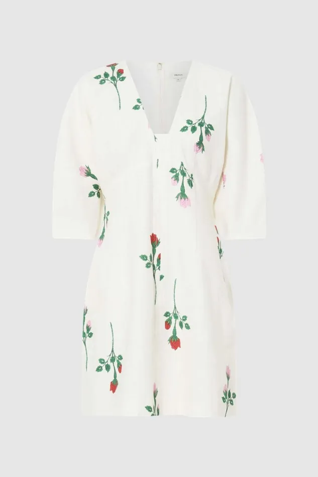 Oroton Rosebud Short Dress Antique White Women Dresses
