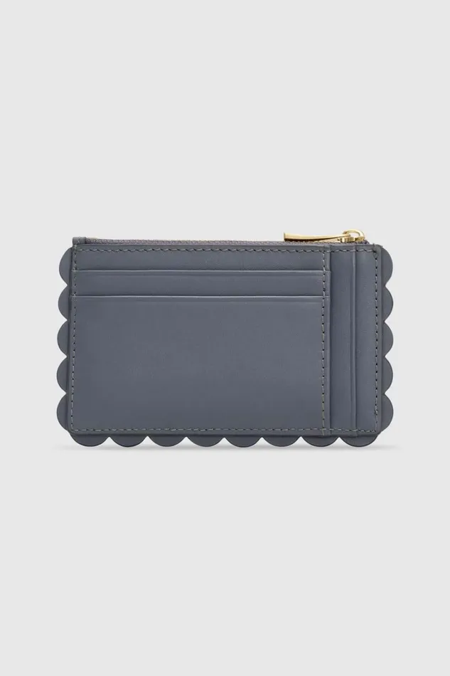 Oroton Scallop 4 Credit Card Mini Zip Pouch Slate Women Wallets Oroton Scallop 4 Credit Card Mini Zip Pouch Slate Women Wallets