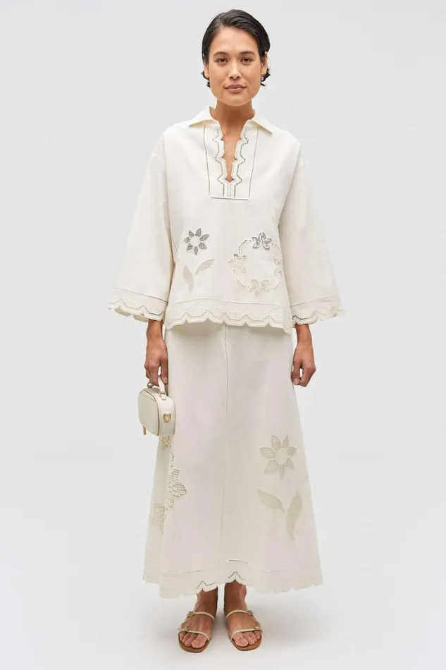 Oroton Table Cloth Lace Skirt Soft Cream Women Skirts Oroton Table Cloth Lace Skirt Soft Cream Women Skirts