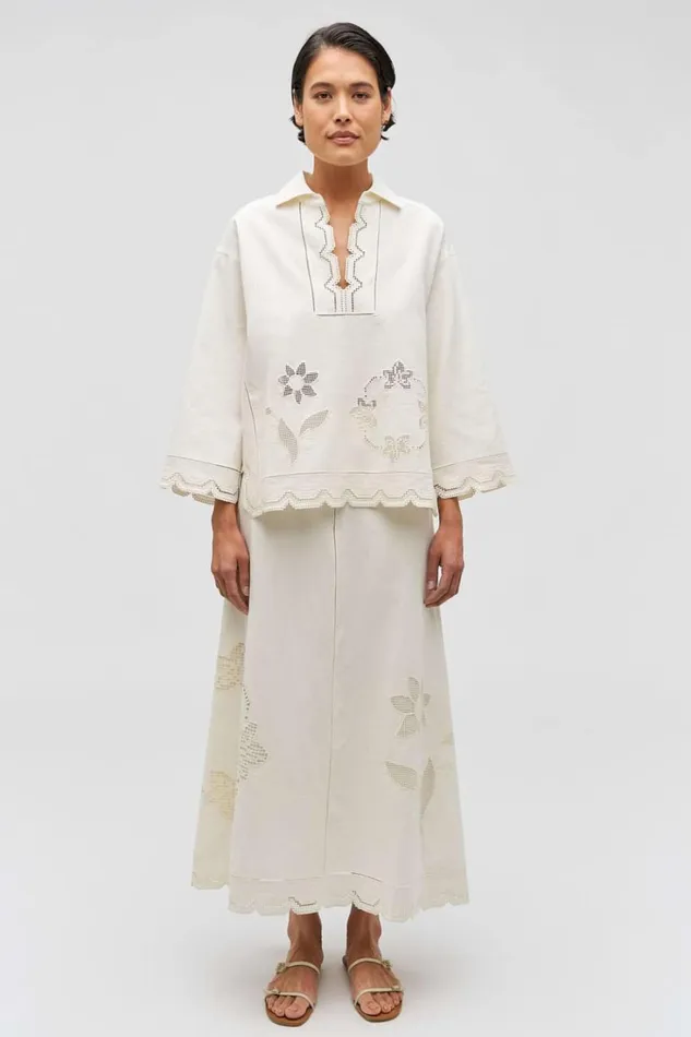 Oroton Table Cloth Lace Skirt Soft Cream Women Skirts Oroton Table Cloth Lace Skirt Soft Cream Women Skirts