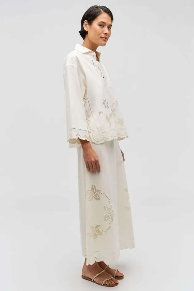 Oroton Table Cloth Lace Skirt Soft Cream Women Skirts Oroton Table Cloth Lace Skirt Soft Cream Women Skirts