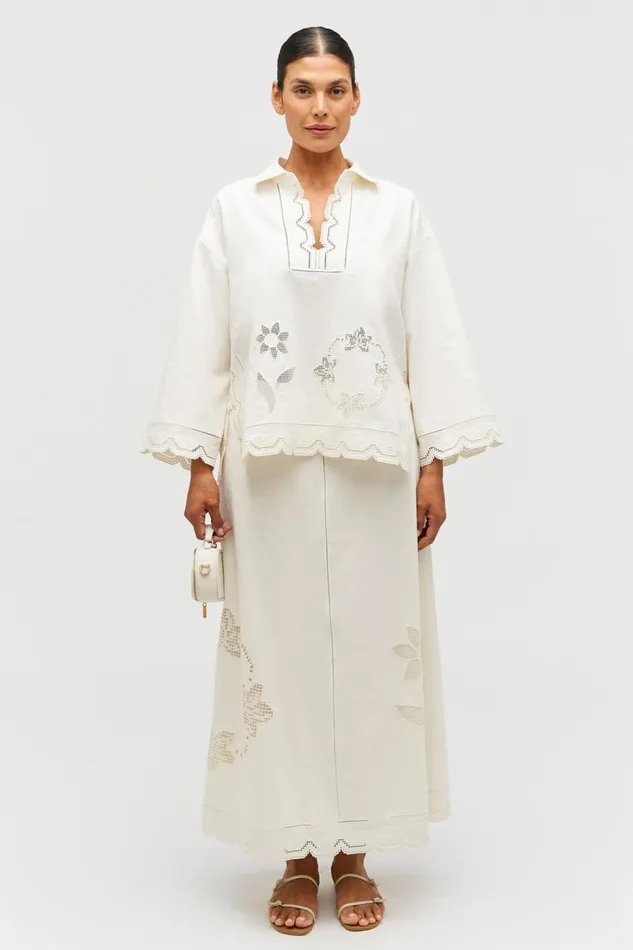 Oroton Table Cloth Lace Skirt Soft Cream Women Skirts Oroton Table Cloth Lace Skirt Soft Cream Women Skirts