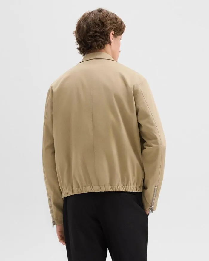 Outerwear Men Theory Blouson Zip Jacket In Stretch Cotton Twill Khaki Outerwear Men Theory Blouson Zip Jacket In Stretch Cotton Twill Khaki