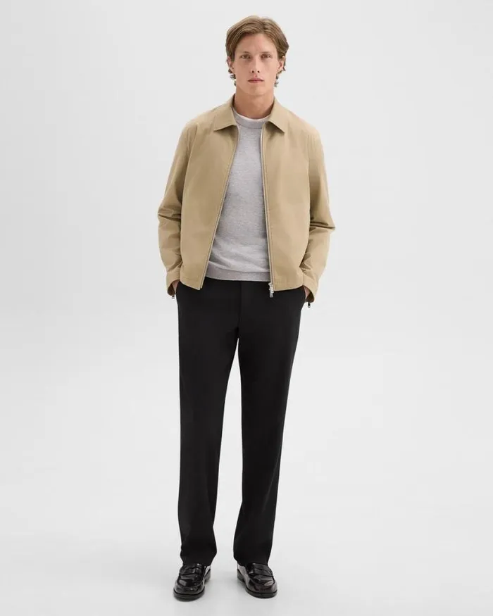 Outerwear Men Theory Blouson Zip Jacket In Stretch Cotton Twill Khaki Outerwear Men Theory Blouson Zip Jacket In Stretch Cotton Twill Khaki