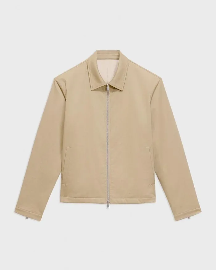 Outerwear Men Theory Blouson Zip Jacket In Stretch Cotton Twill Khaki Outerwear Men Theory Blouson Zip Jacket In Stretch Cotton Twill Khaki