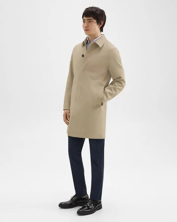 Outerwear Men Theory Car Coat In Cotton Twill Khaki Outerwear Men Theory Car Coat In Cotton Twill Khaki