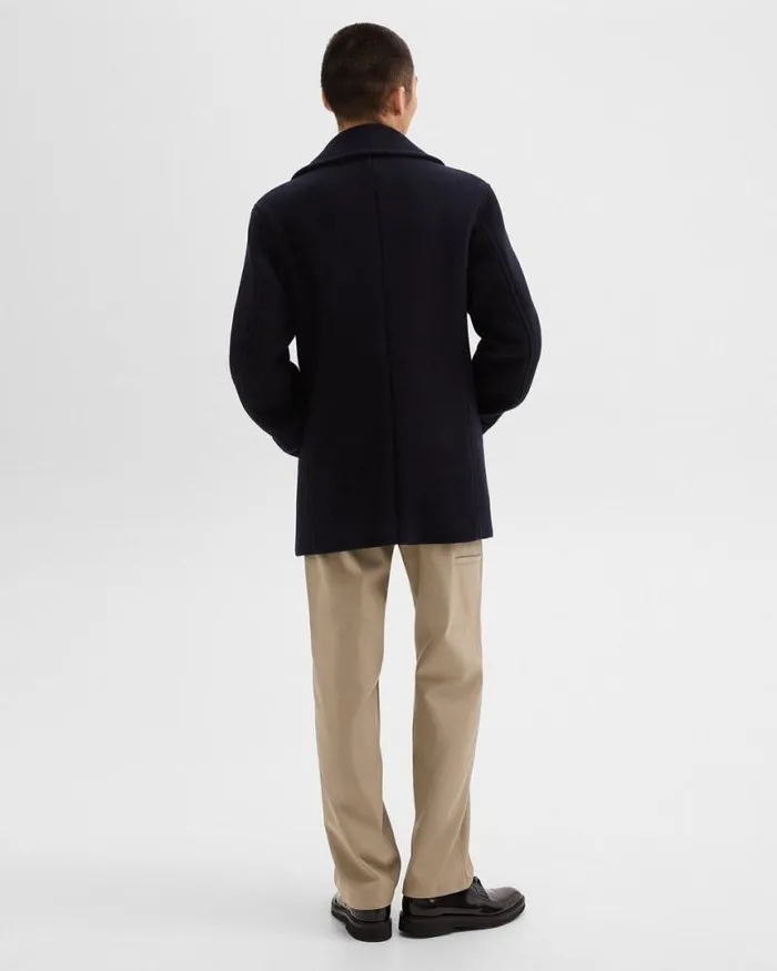 Outerwear Men Theory Peacoat In Recycled Wool Baltic