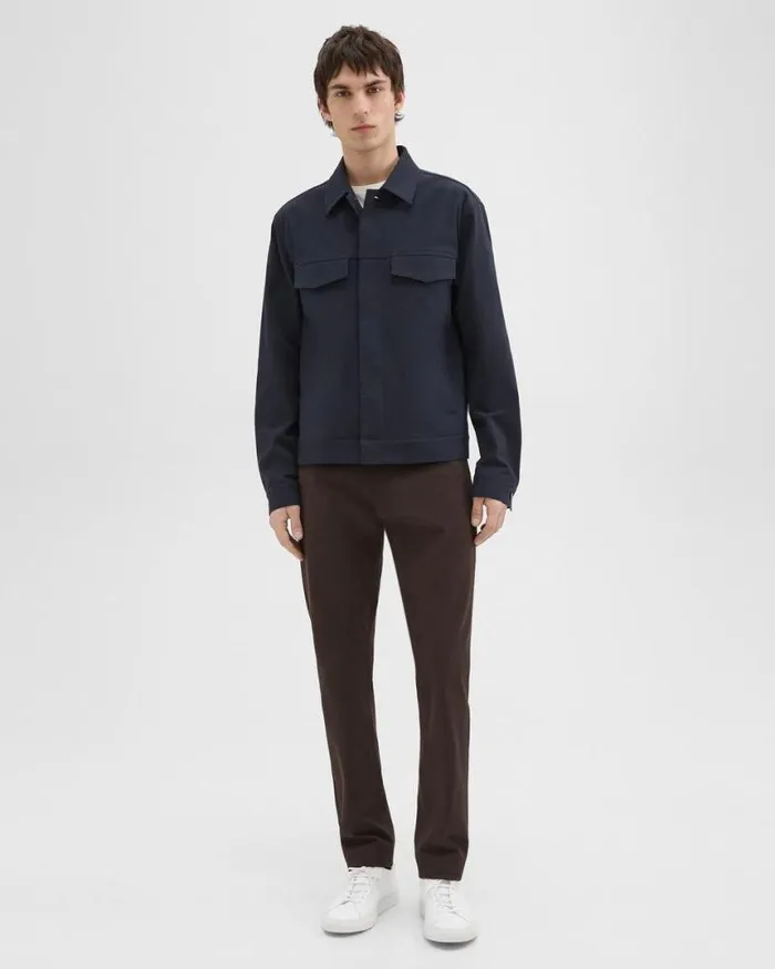 Outerwear Men Theory River Trucker Jacket In Neoteric Twill Dark Navy Outerwear Men Theory River Trucker Jacket In Neoteric Twill Dark Navy