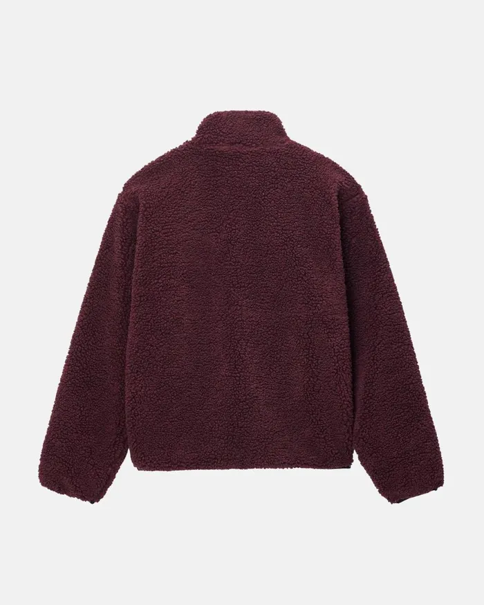 Outerwear MenWomen Stussy SHERPA REVERSIBLE JACKET Burgundy Outerwear MenWomen Stussy SHERPA REVERSIBLE JACKET Burgundy