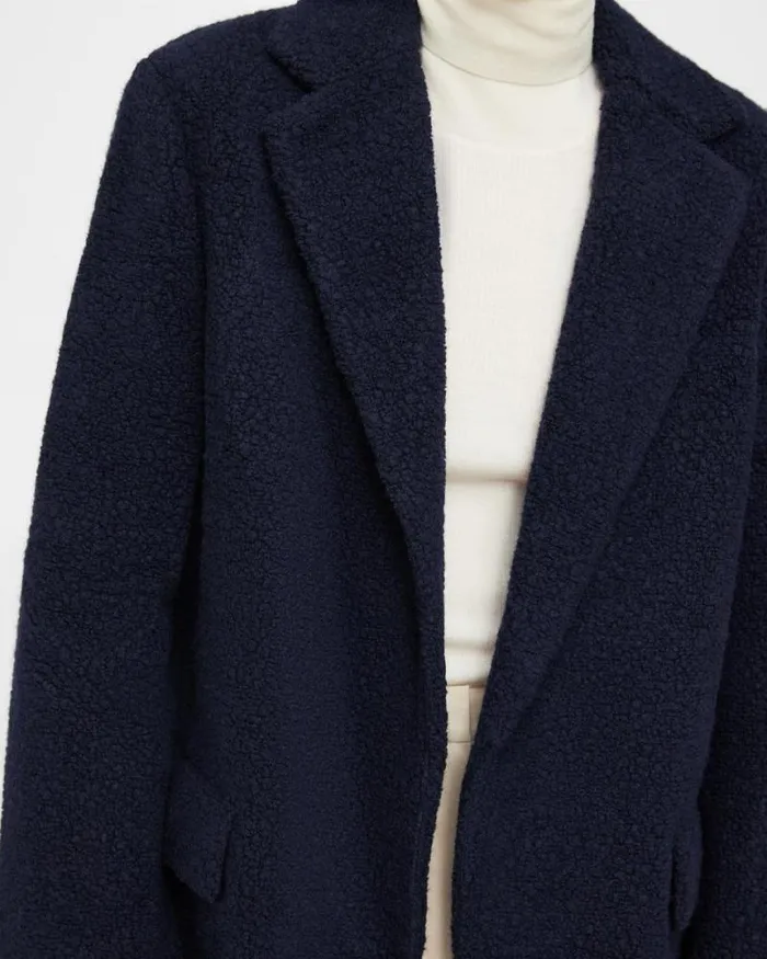 Outerwear Women Theory Boy Blazer In Teddy Fleece Navy Outerwear Women Theory Boy Blazer In Teddy Fleece Navy