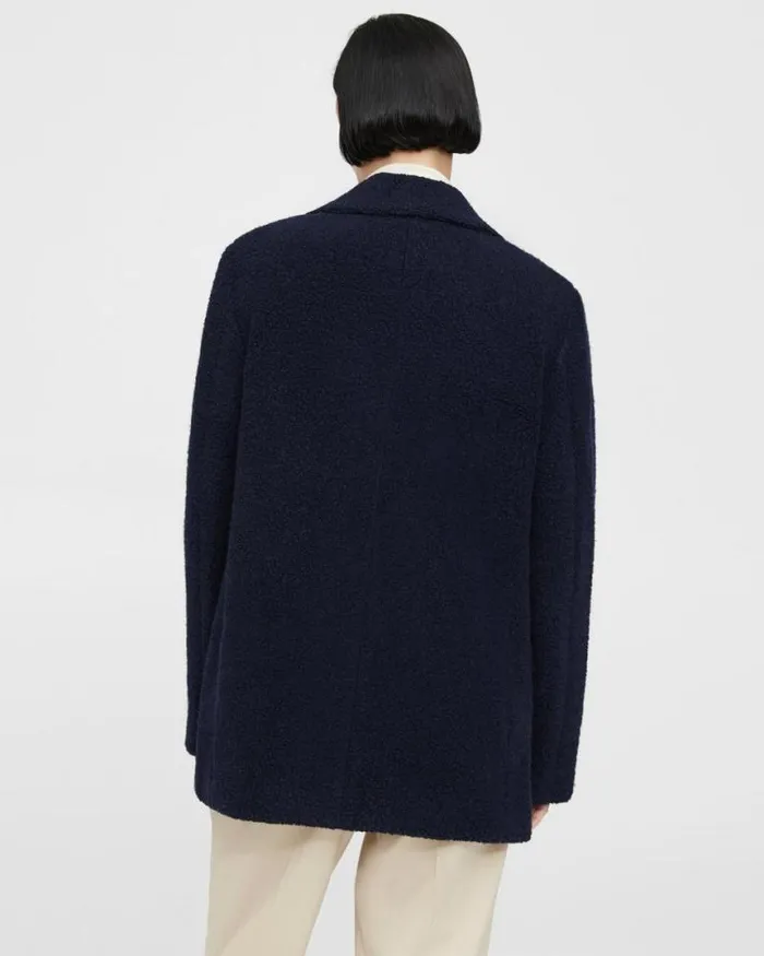Outerwear Women Theory Boy Blazer In Teddy Fleece Navy Outerwear Women Theory Boy Blazer In Teddy Fleece Navy