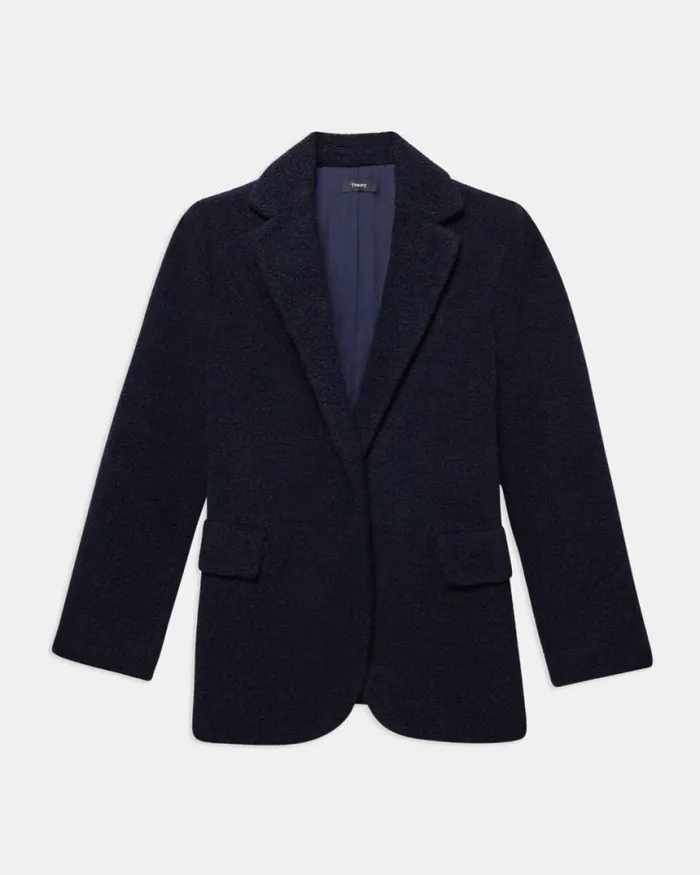 Outerwear Women Theory Boy Blazer In Teddy Fleece Navy Outerwear Women Theory Boy Blazer In Teddy Fleece Navy