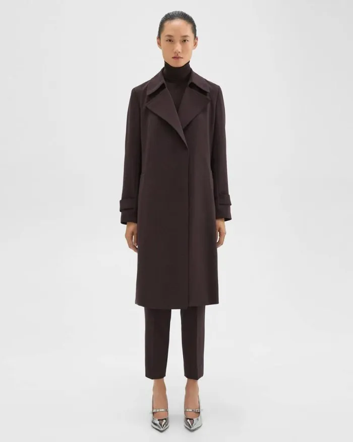Outerwear Women Theory Oaklane Trench Coat In Admiral Crepe Mink