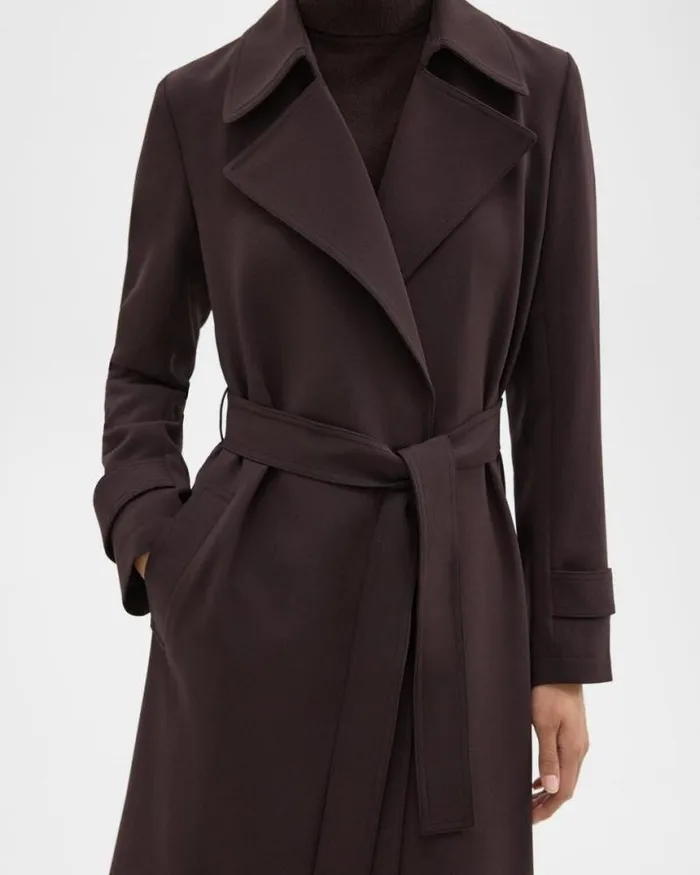 Outerwear Women Theory Oaklane Trench Coat In Admiral Crepe Mink