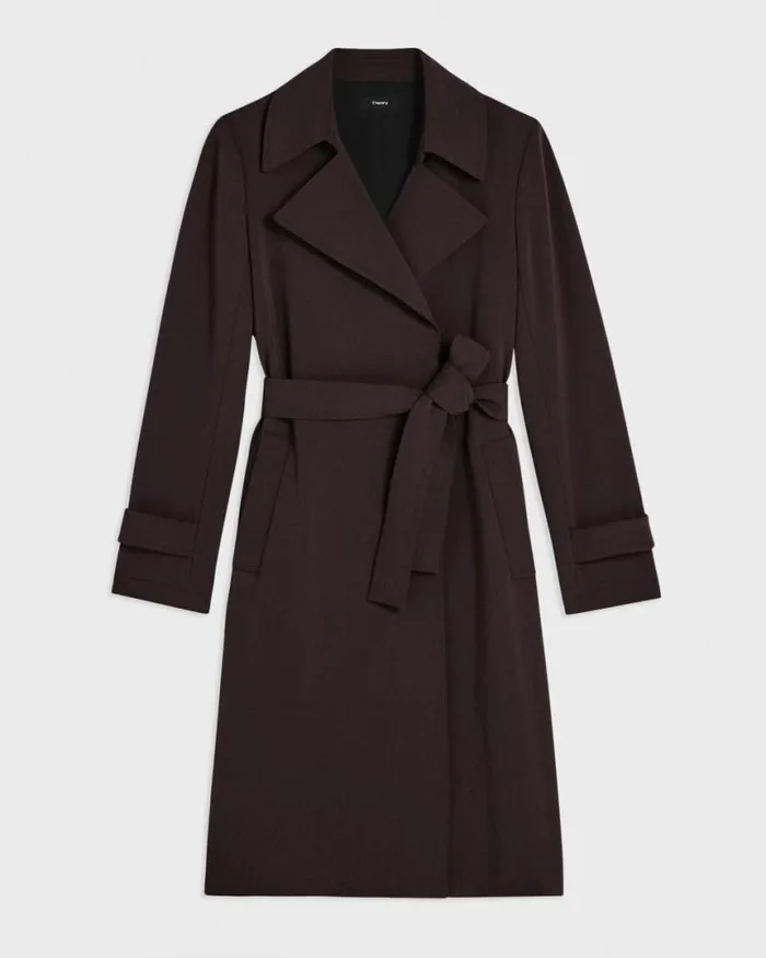 Outerwear Women Theory Oaklane Trench Coat In Admiral Crepe Mink