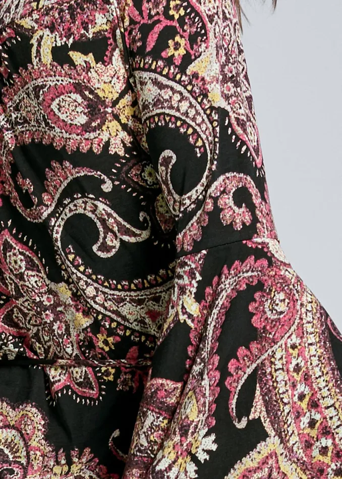 PAISELY PRINTED WRAP DRESS Black Multi Women VENUS Sundresses