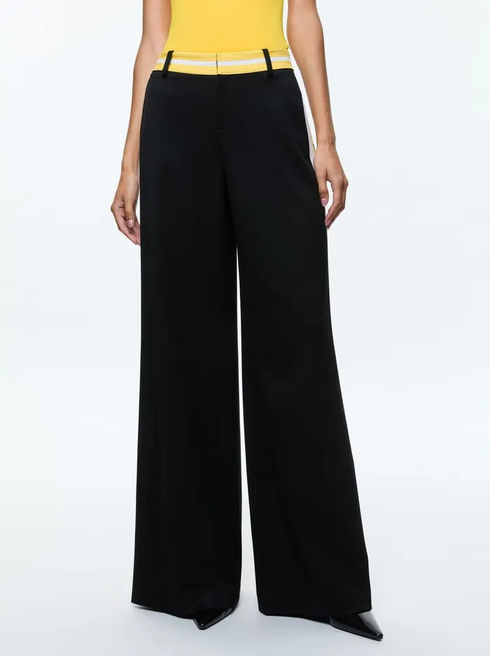 Pants Women Alice Olivia Eric Pant With Side Stripe Blackmustard Seedwhite