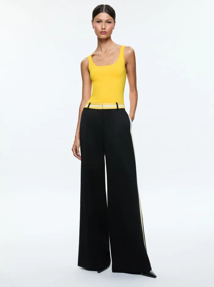 Pants Women Alice Olivia Eric Pant With Side Stripe Blackmustard Seedwhite