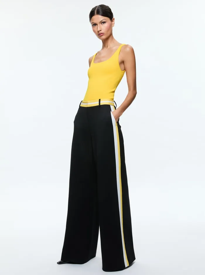 Pants Women Alice Olivia Eric Pant With Side Stripe Blackmustard Seedwhite