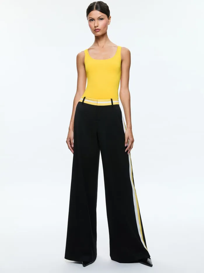 Pants Women Alice Olivia Eric Pant With Side Stripe Blackmustard Seedwhite