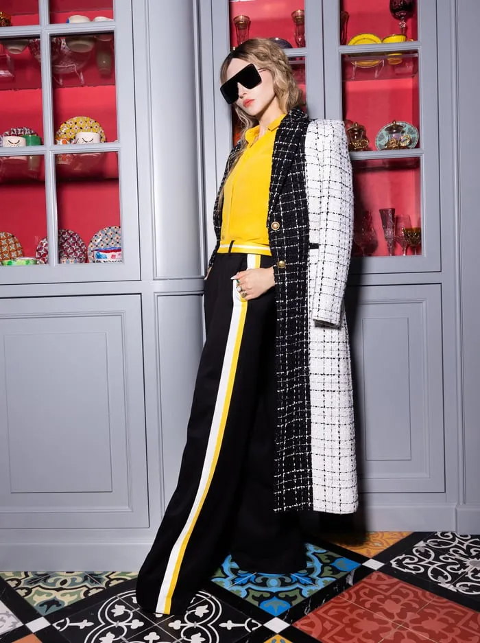 Pants Women Alice Olivia Eric Pant With Side Stripe Blackmustard Seedwhite