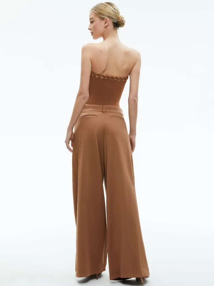 Pants Women Alice Olivia Garbo Low Rise Baggy Trousers Camel