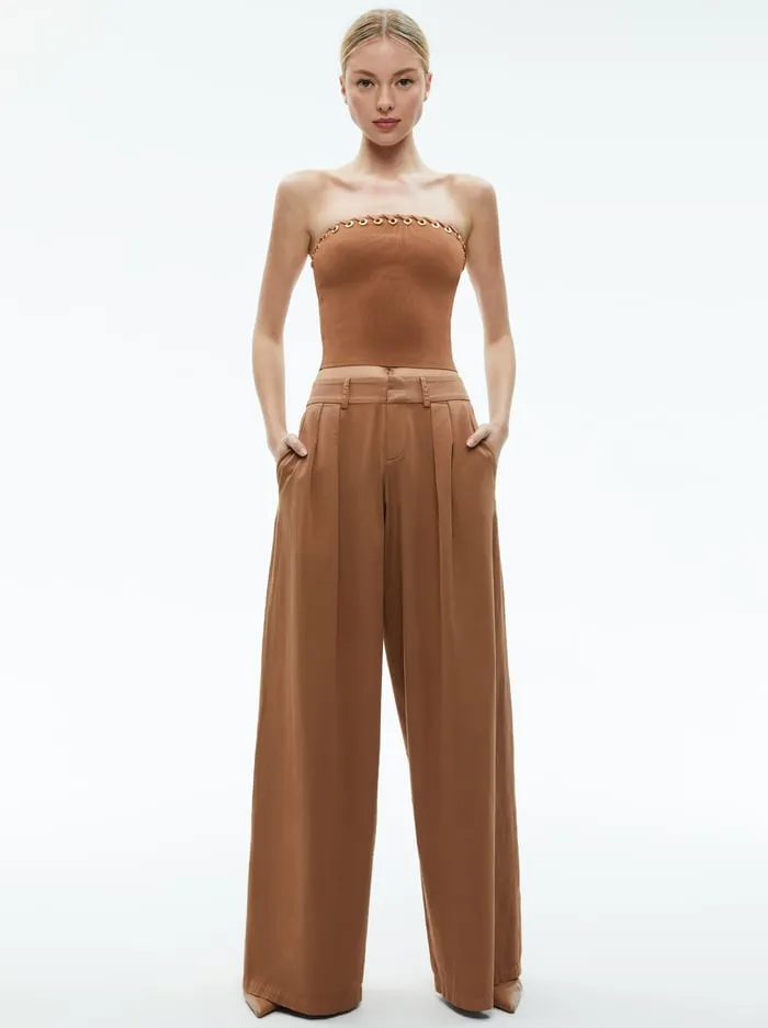 Pants Women Alice Olivia Garbo Low Rise Baggy Trousers Camel