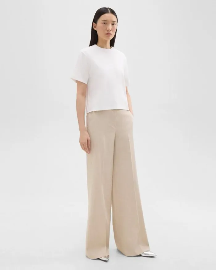 Pants Women Theory HighWaist WideLeg Pant In Good Linen Straw