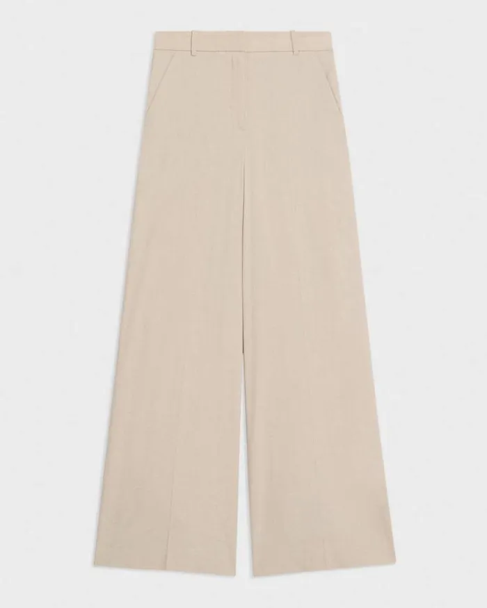 Pants Women Theory HighWaist WideLeg Pant In Good Linen Straw