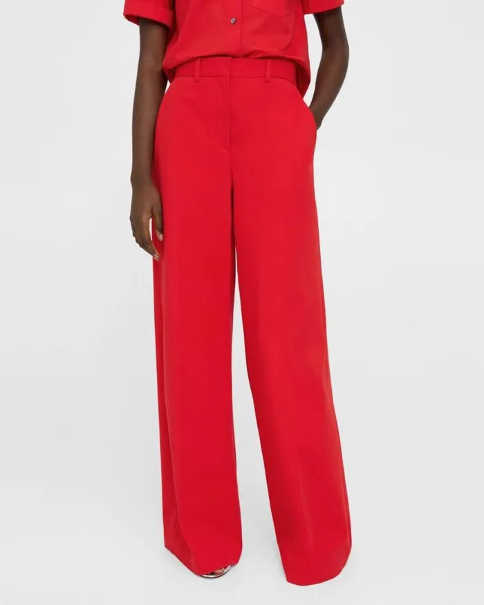 Pants Women Theory HighWaist WideLeg Pant In Stretch Cotton Twill Grenadine Pants Women Theory HighWaist WideLeg Pant In Stretch Cotton Twill Grenadine