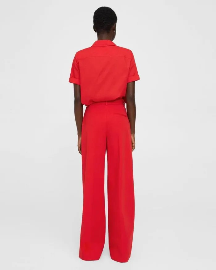Pants Women Theory HighWaist WideLeg Pant In Stretch Cotton Twill Grenadine Pants Women Theory HighWaist WideLeg Pant In Stretch Cotton Twill Grenadine