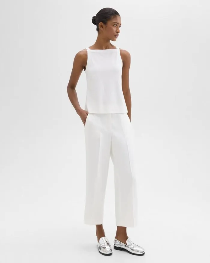 Pants Women Theory Straight PullOn Pant In LinenViscose Ivory Pants Women Theory Straight PullOn Pant In LinenViscose Ivory