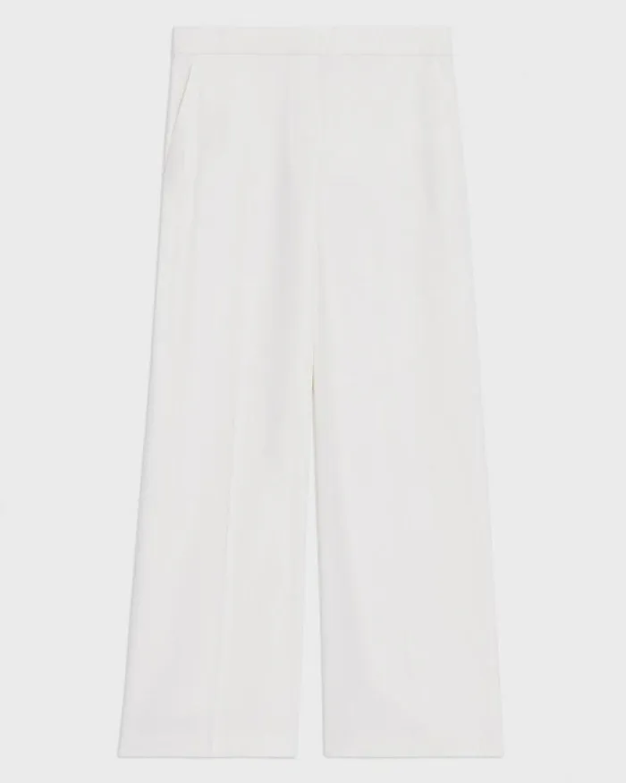 Pants Women Theory Straight PullOn Pant In LinenViscose Ivory Pants Women Theory Straight PullOn Pant In LinenViscose Ivory