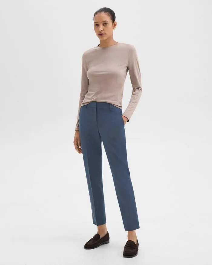 Pants Women Theory Treeca Pant In Good Wool Ash Blue