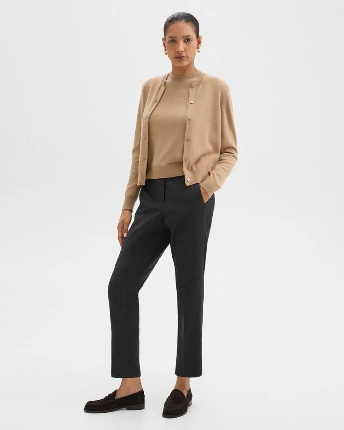 Pants Women Theory Treeca PullOn Pant In Sleek Flannel New Charcoal Melange