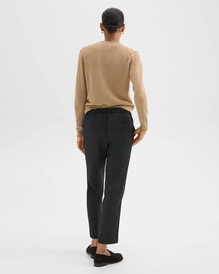 Pants Women Theory Treeca PullOn Pant In Sleek Flannel New Charcoal Melange