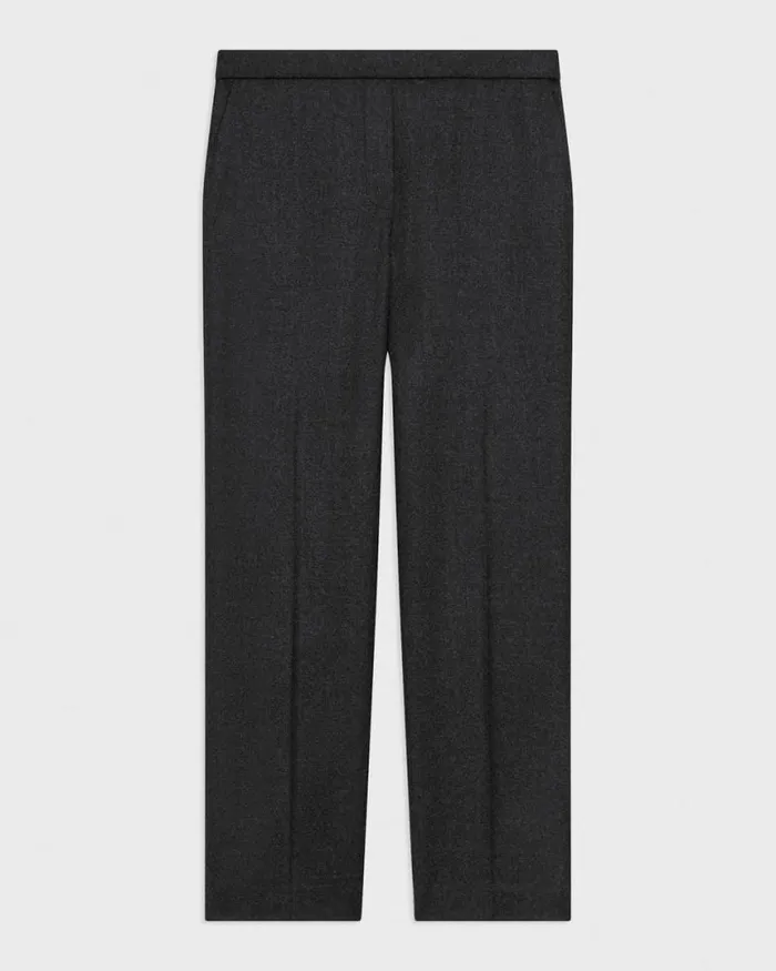 Pants Women Theory Treeca PullOn Pant In Sleek Flannel New Charcoal Melange