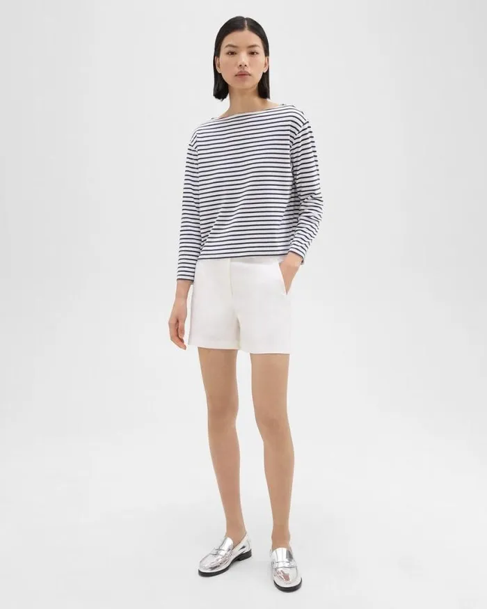 Pants Women Theory Waist Tab Short In Good Linen White
