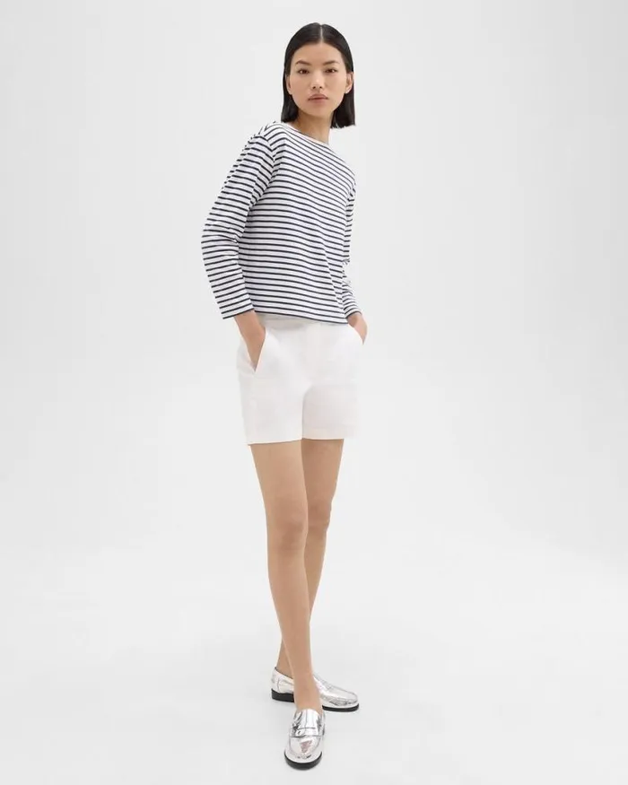 Pants Women Theory Waist Tab Short In Good Linen White
