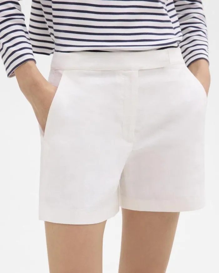 Pants Women Theory Waist Tab Short In Good Linen White