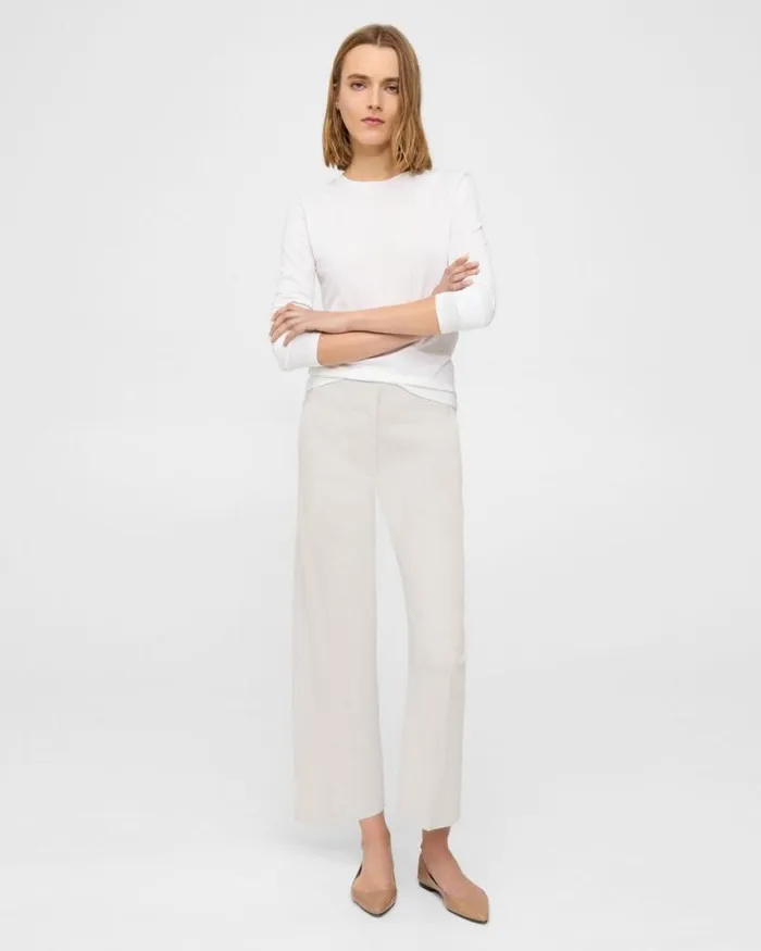 Pants Women Theory Wide Crop Pant In Good Linen Sand